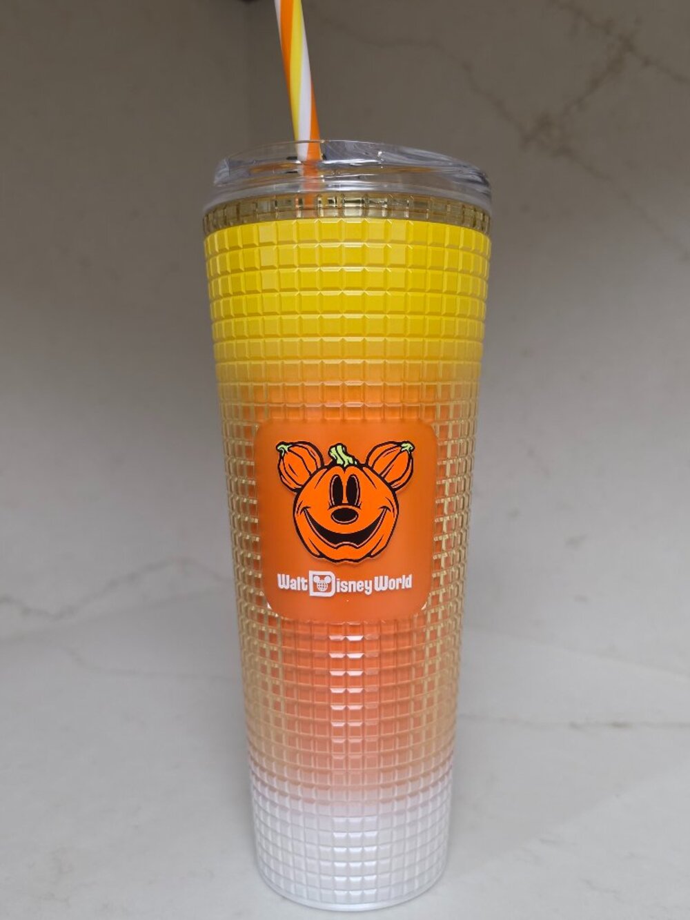 isney World Starbucks Candy Corn Grid Tumbler Halloween Mickey Pumpkin 24oz
